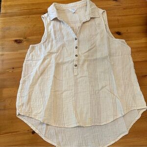 TIME AND TRU COTTON L(12-14)sleeveless gauzy striped